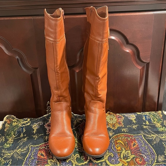 NAUTICA Gallaway Knee High RIDING BOOTS Equestrian TAN Round Toe Womens Size 8 - Picture 3 of 14